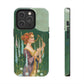 Unique iPhone case image of a maiden strumming her harp under a full moon.