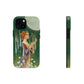 Unique iPhone case image of a maiden strumming her harp under a full moon.